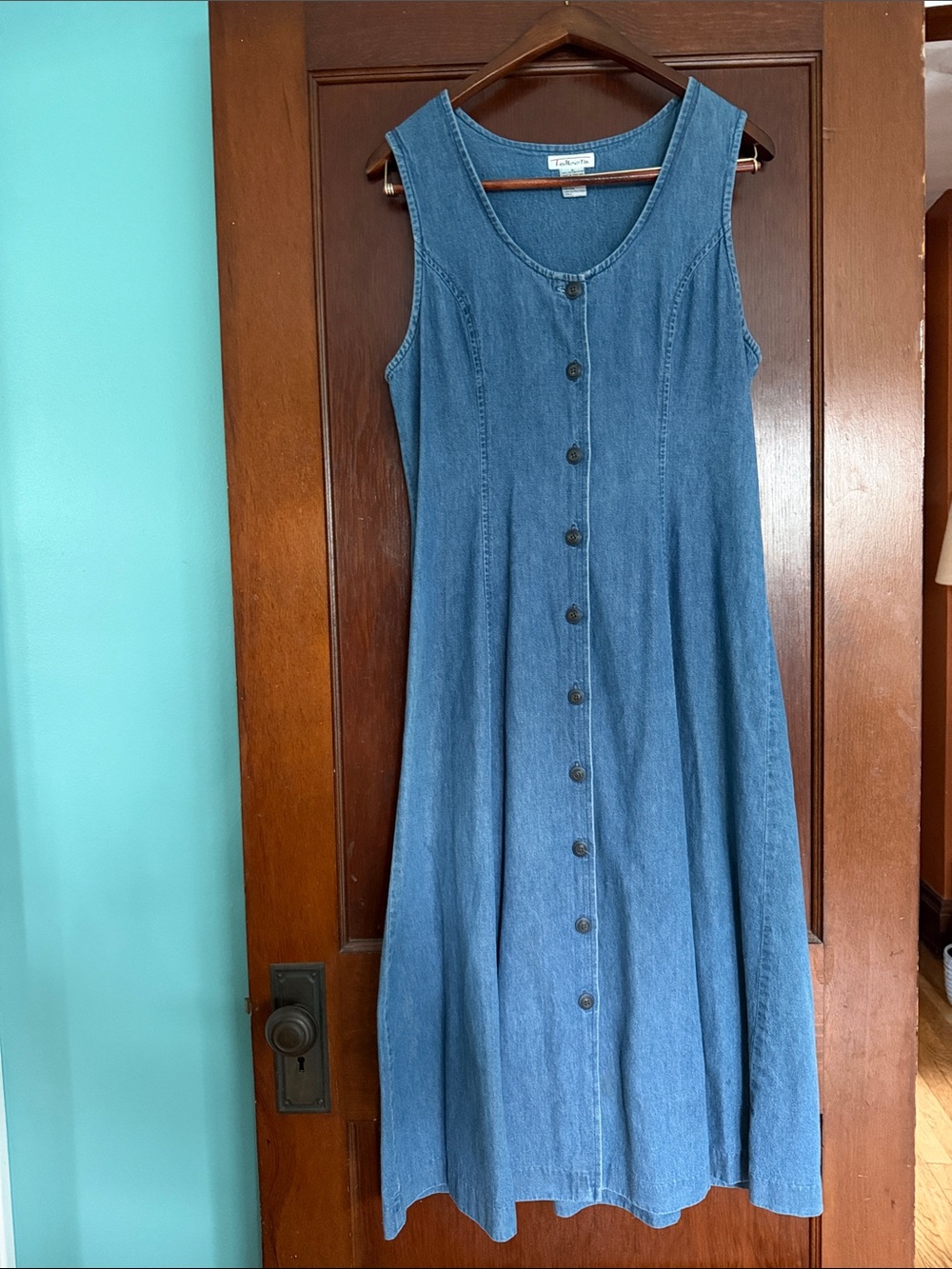 Vintage Talbots Sleeveless Button-Front Denim Maxi Dress